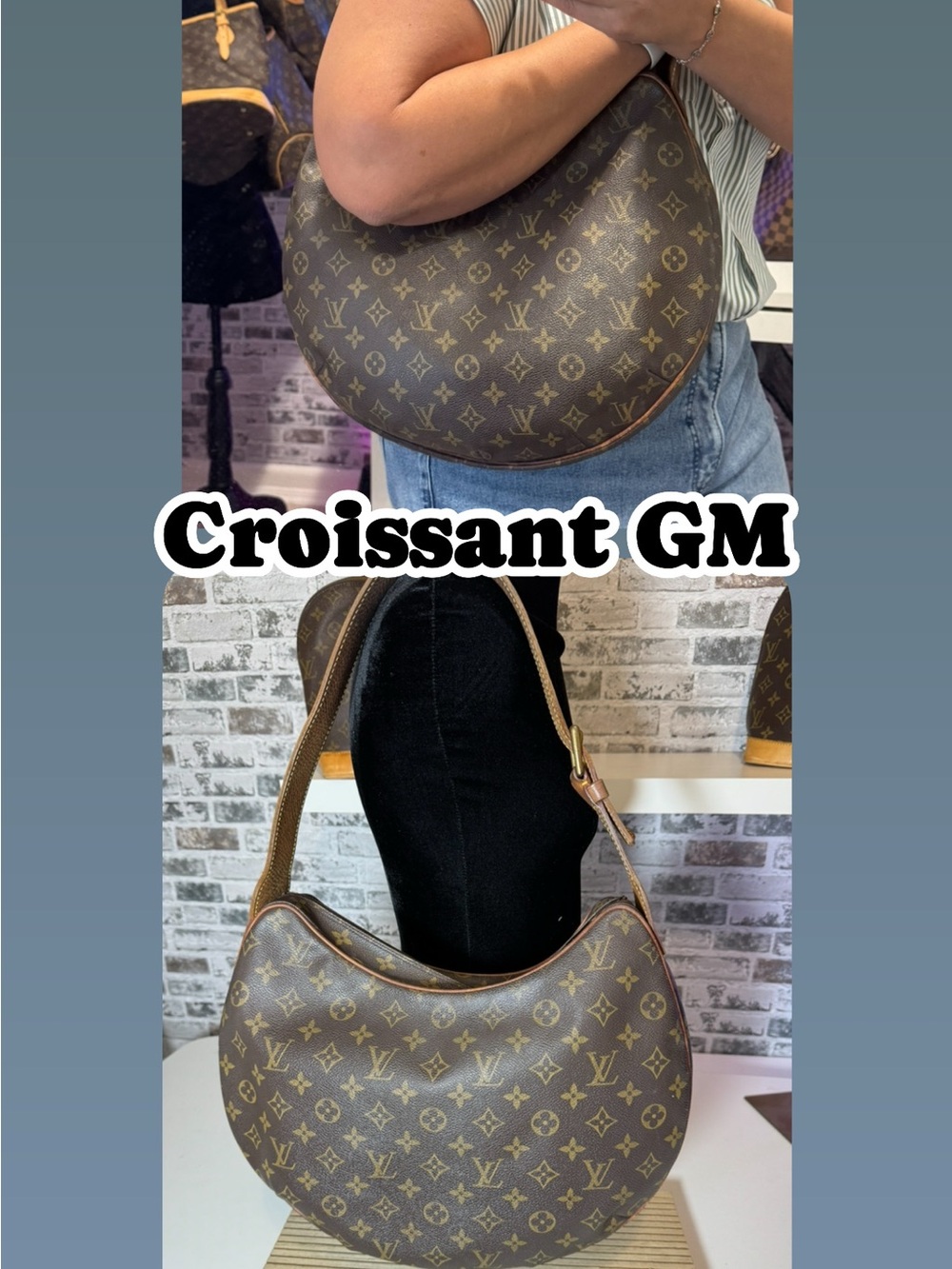 Louis Vuitton Monogram Croissant GM Shoulder Bag - Brown & Gold
